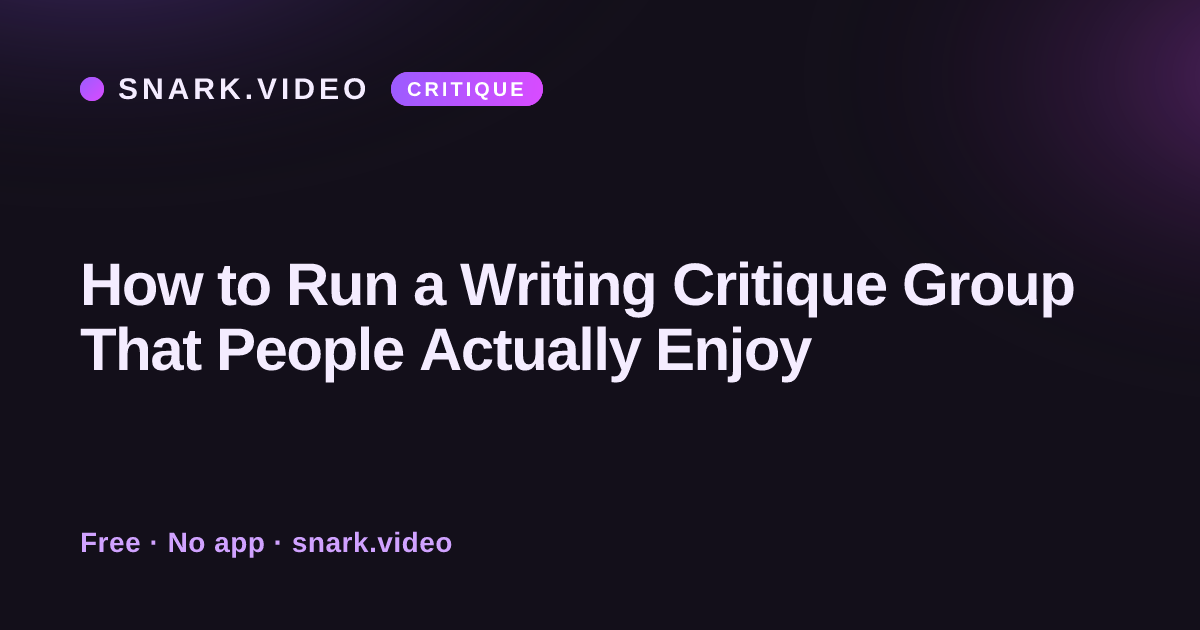 How to Run a Writing Critique Group That People Actually Enjoy